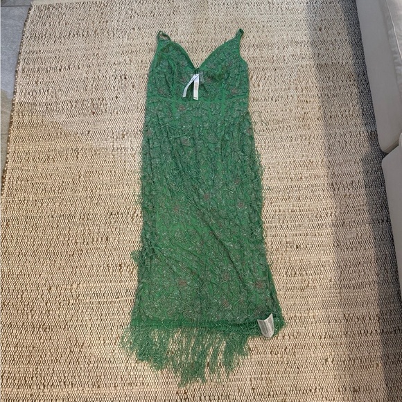 ASOS EDITION floral midi dress with beaded fringe in green SIZE 14 - Picture 5 of 11